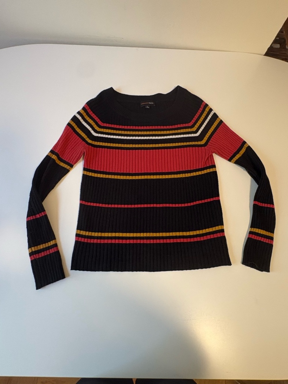 Women’s Black Ribbed Crewneck Sweater